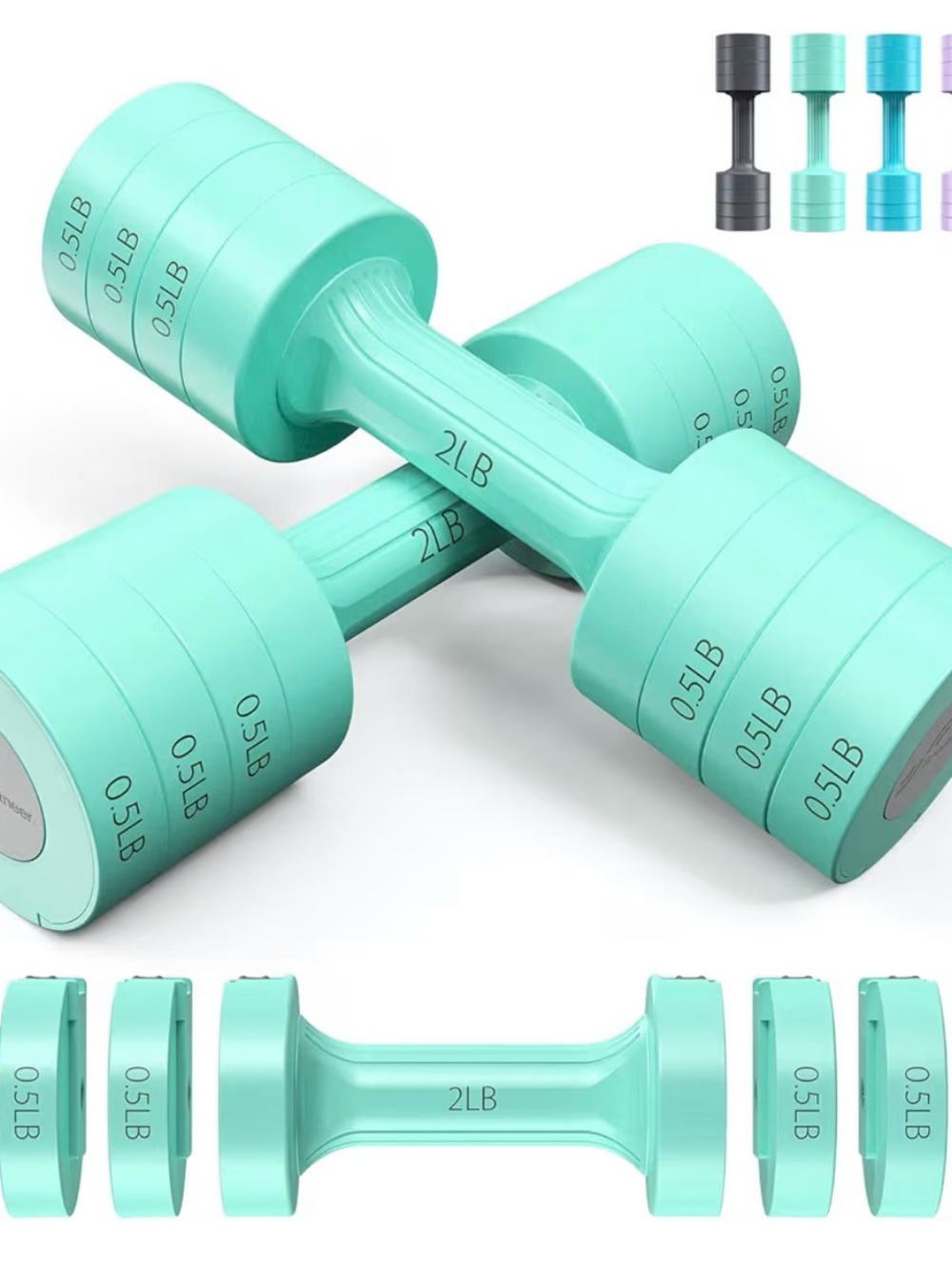 Adjustable Mint Green Dumbbell Set